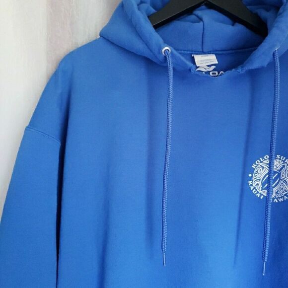 Hawaii Koloa Surf Co Kauai Royal Blue Pullover Hoodie Sweatshirt Size 2XL * FLAW - Picture 4 of 12